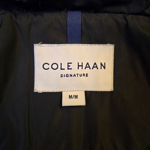 Cole Haan Signature Down & Feather Hooded Puffer Jacket Black M Winter Outerwear - Picture 7 of 11